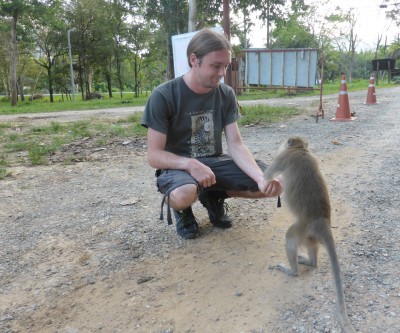 Feeding my new monkey friends